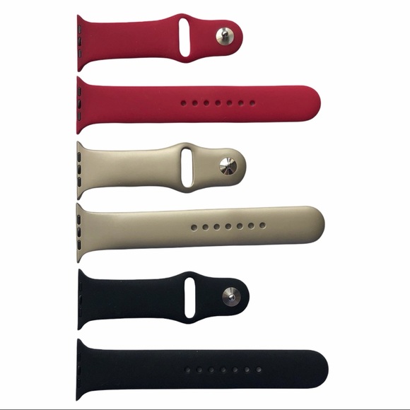 NEW 3 Sport Band Bundle Apple Watch 44/45mm M/L  Black Rose Red Gold SALE - Picture 2 of 7